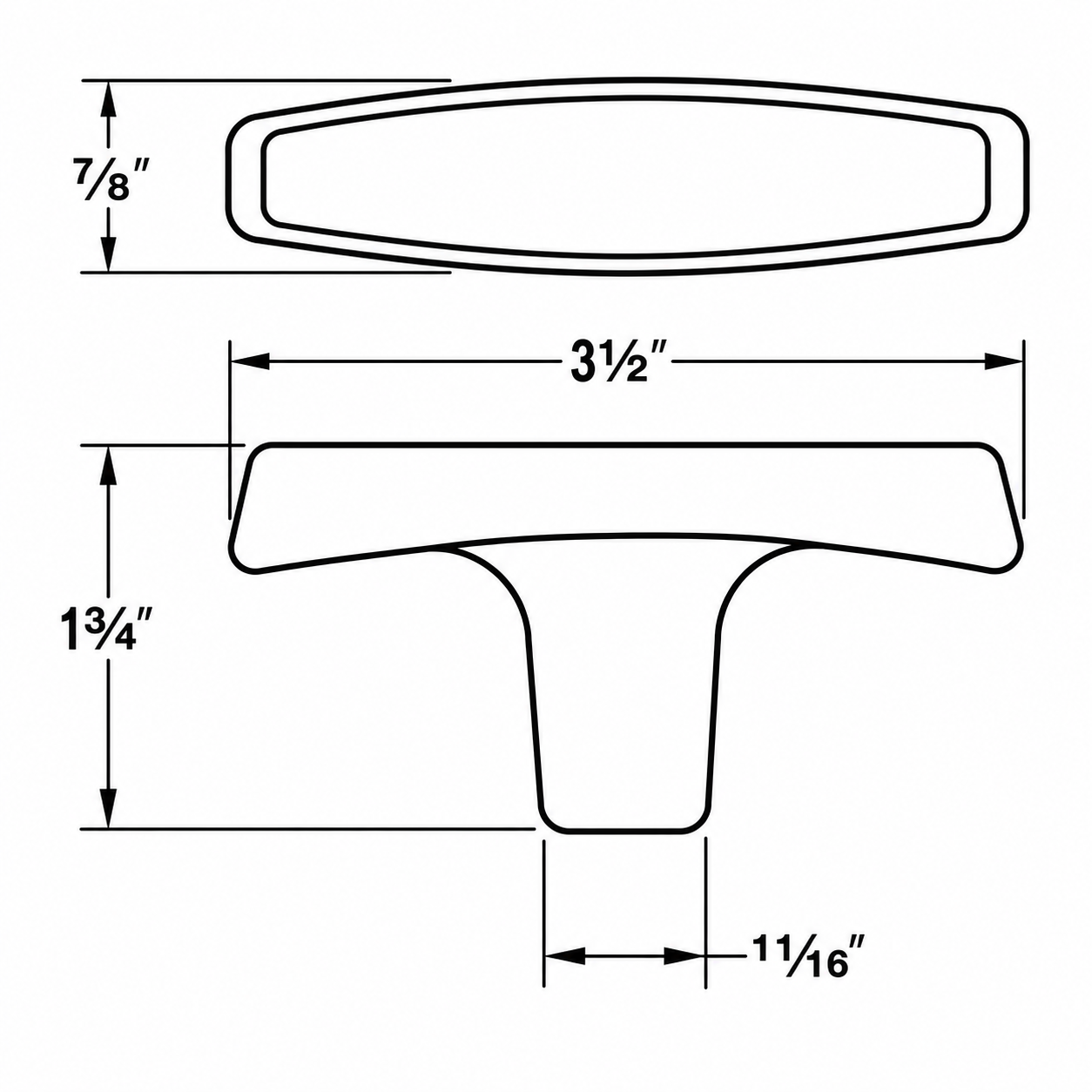 69005 T-handle dimension drawing.