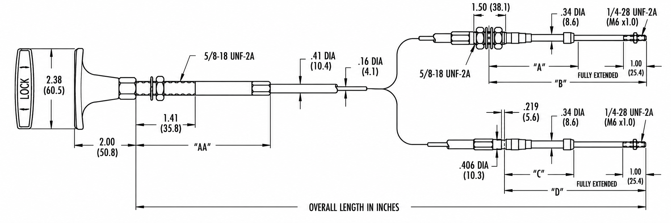 Technical diagram for 4 Series Positive Lock Cable.