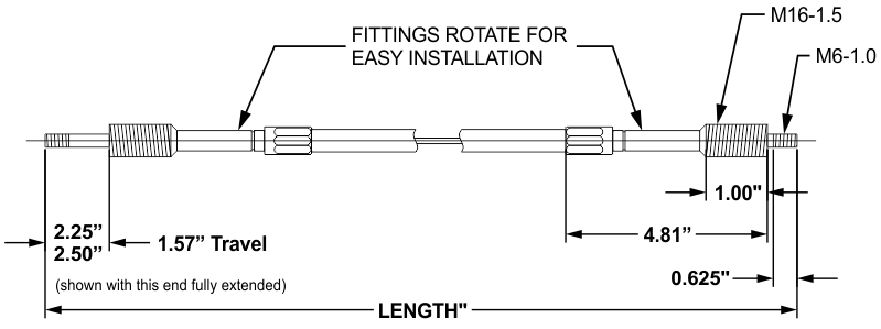 Technical reference image for Walvoil replacement cable part number 46041.