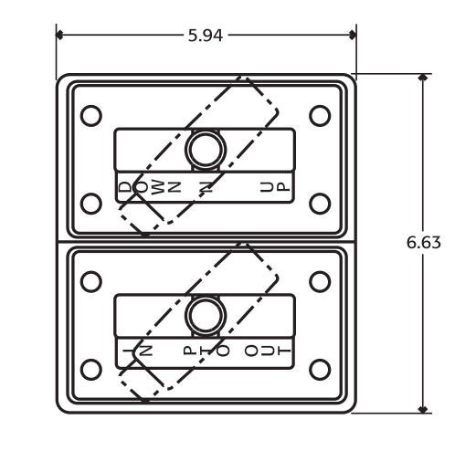 Top view dimensions for NG dump body control.