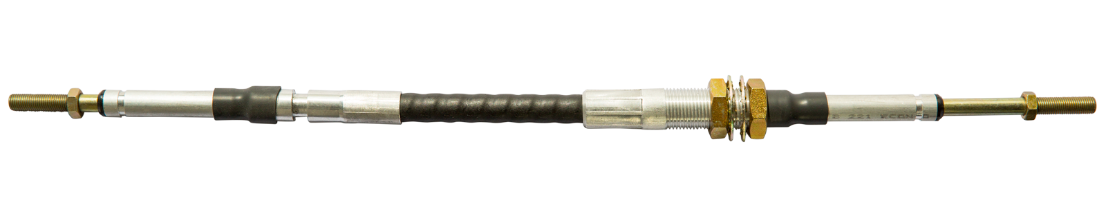 8 Series push-pull control cable assembly with threaded ends.